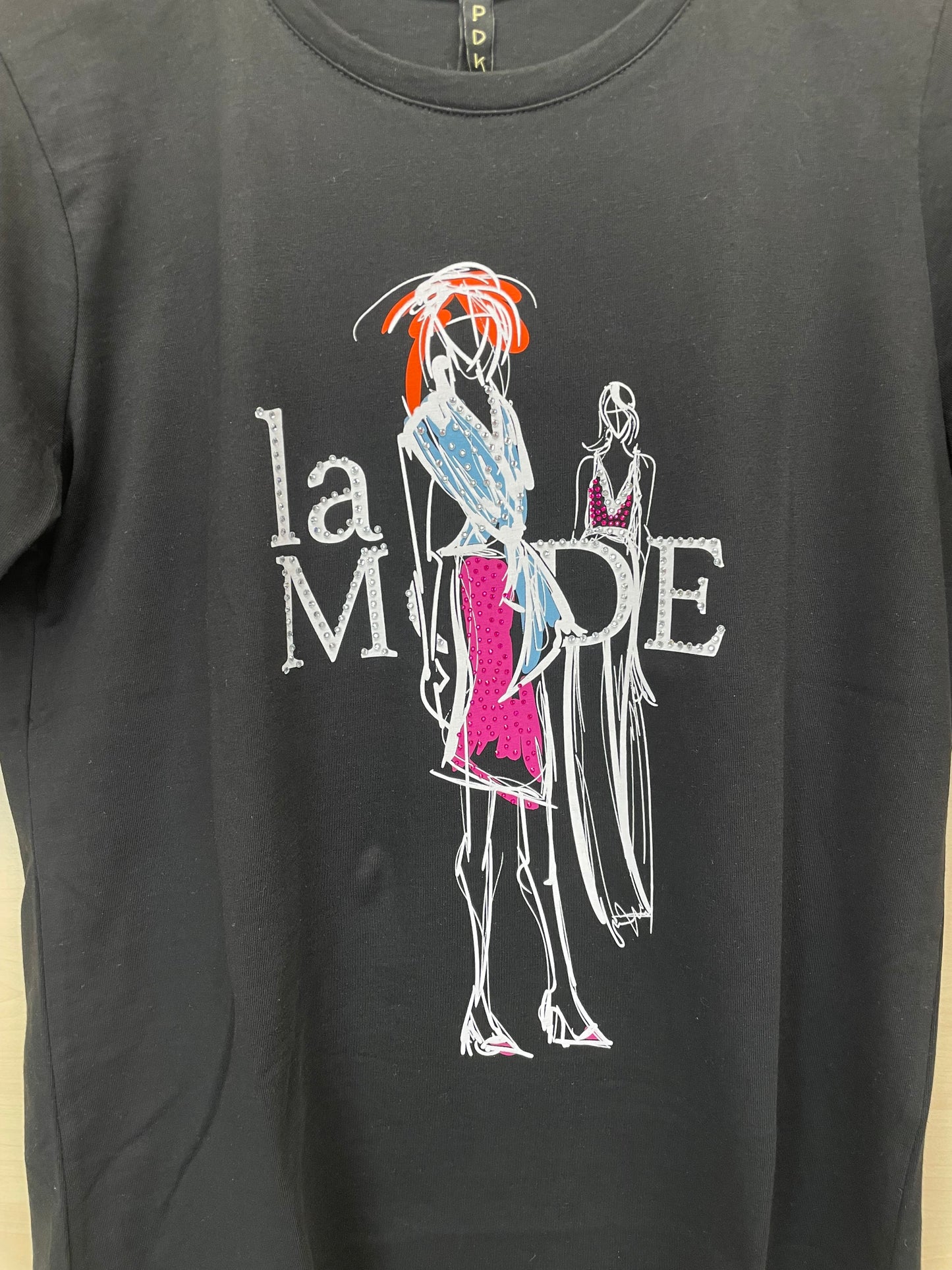 T-shirt nera con stampa “La Mode” – in cotone
