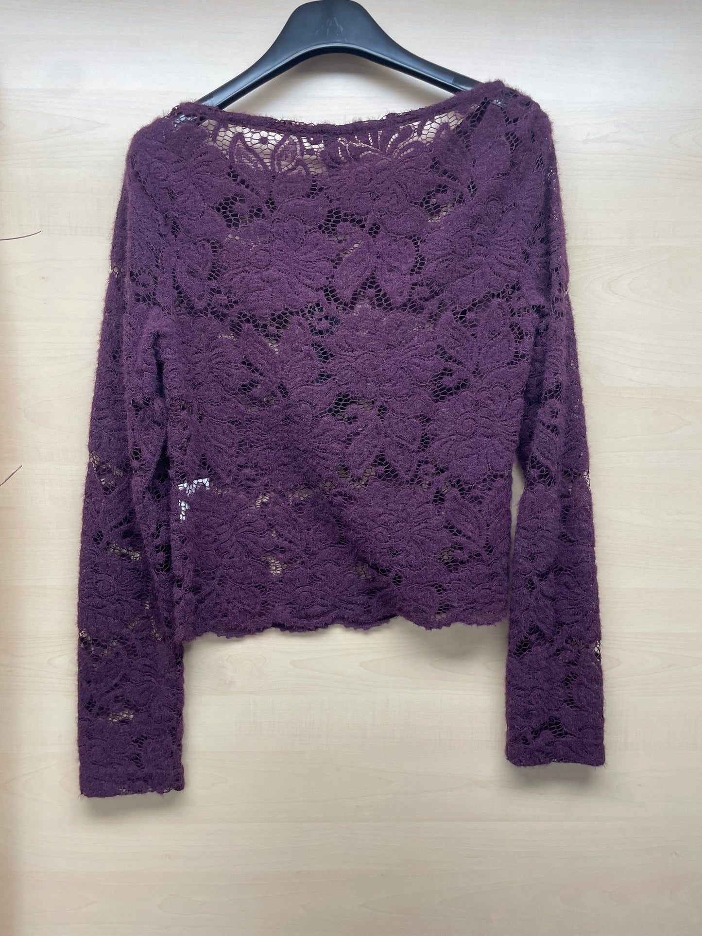 Maglia Burgundy maniche lunghe - in pizzo