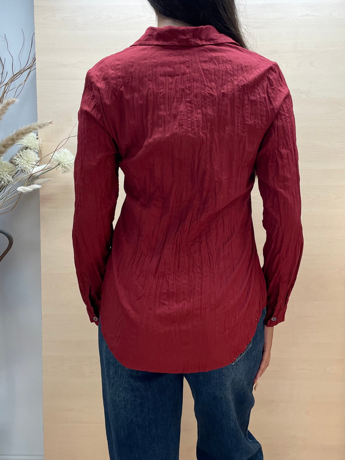 Camicia rossa tinta unita - in cotone bio