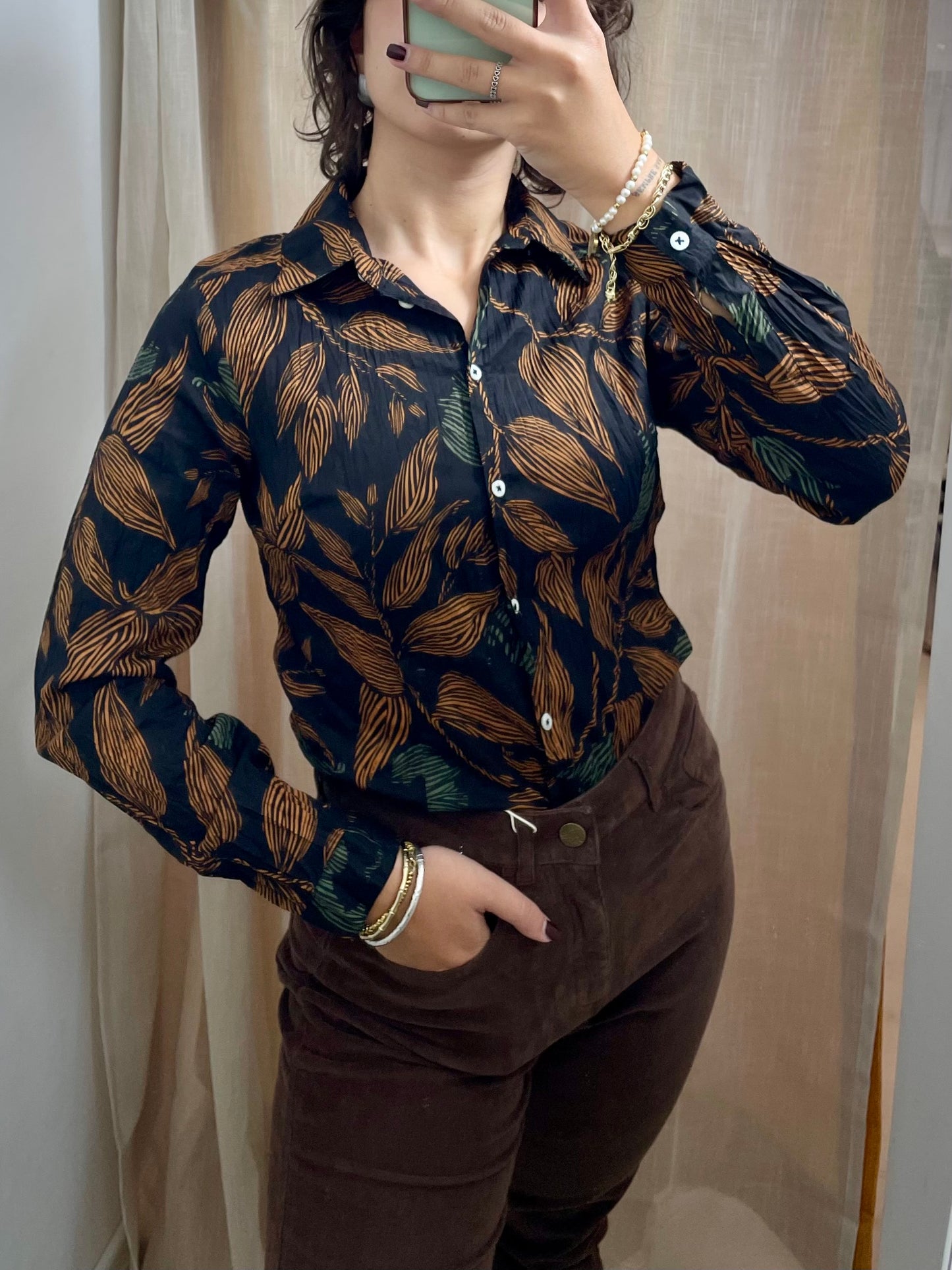 Camicia con stampa jungle - in cotone bio