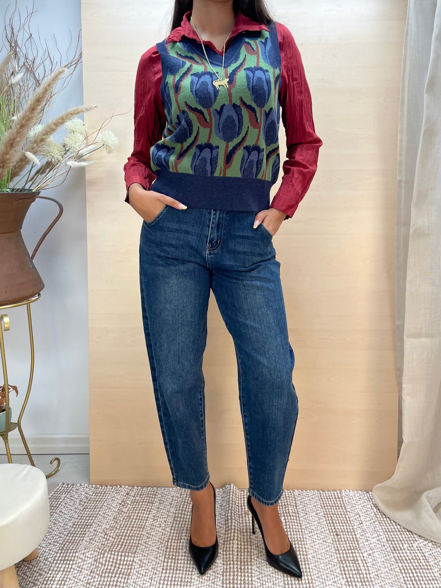 Camicia rossa tinta unita - in cotone bio