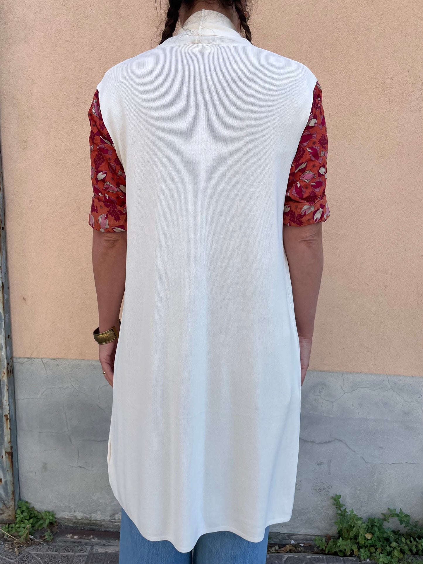 Gilet fluido albicocca con tasche - in viscosa