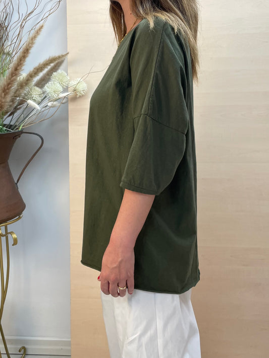 T-shirt over salvia - in cotone