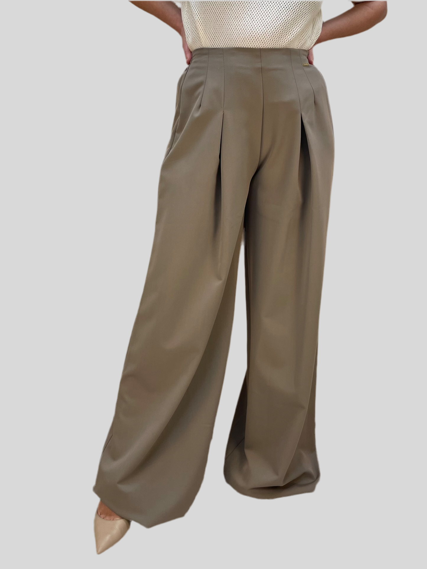 Pantalone palazzo color fango