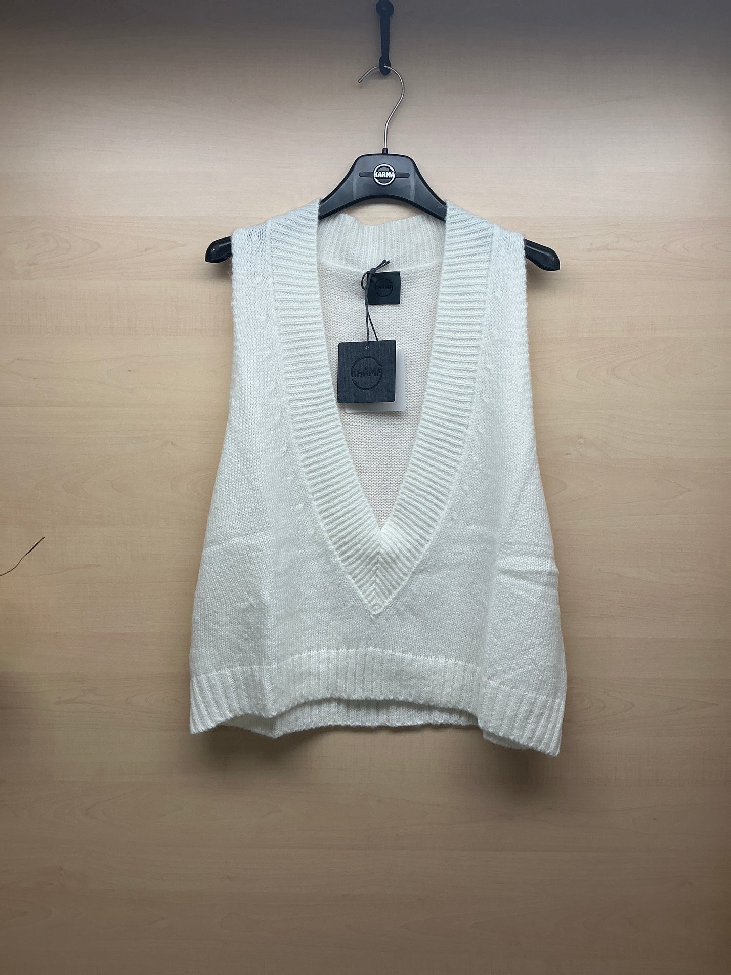 Gilet panna over con scollo a V - in lana