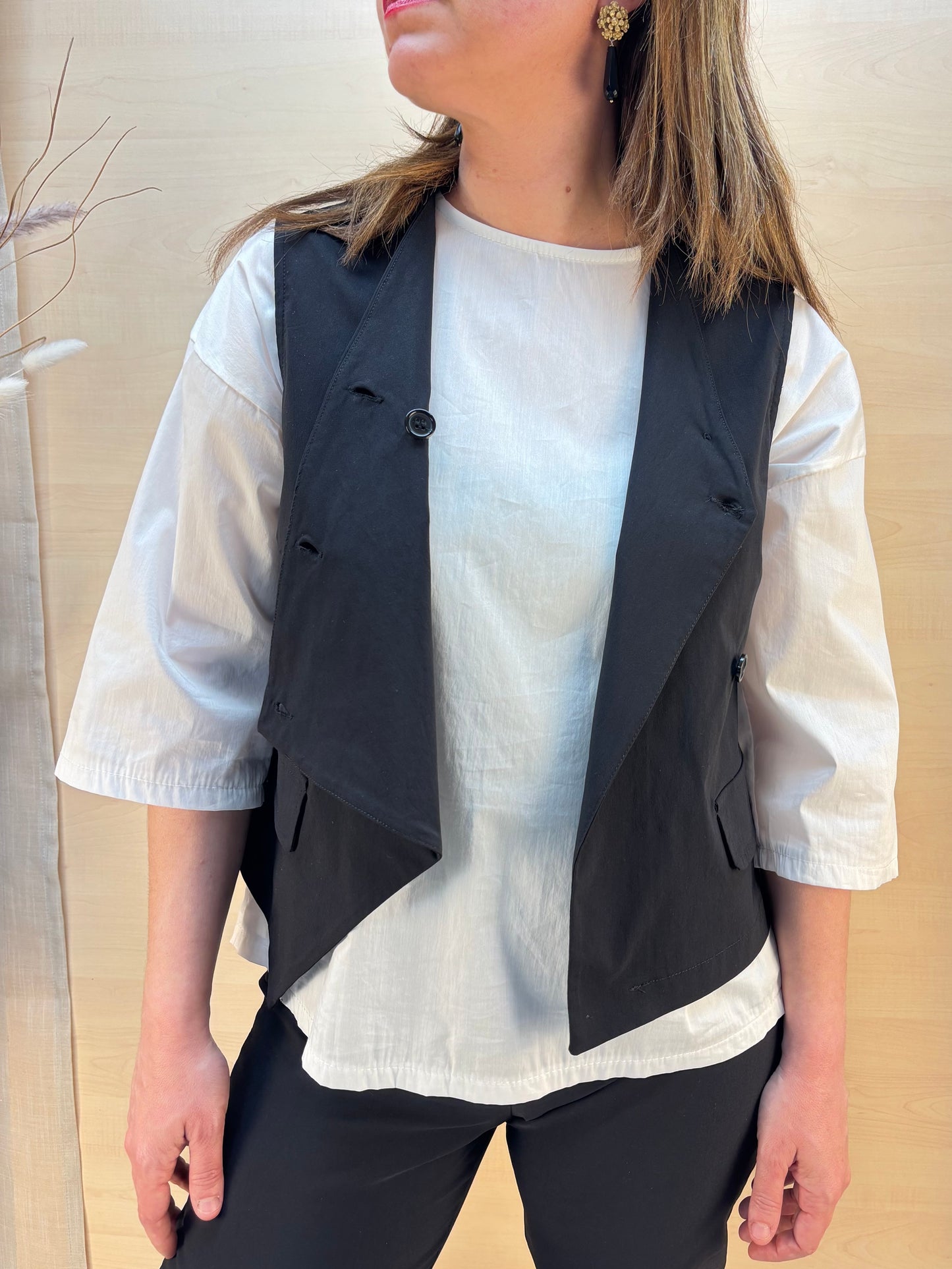 Blusa bianca con manica 3/4 - in popeline