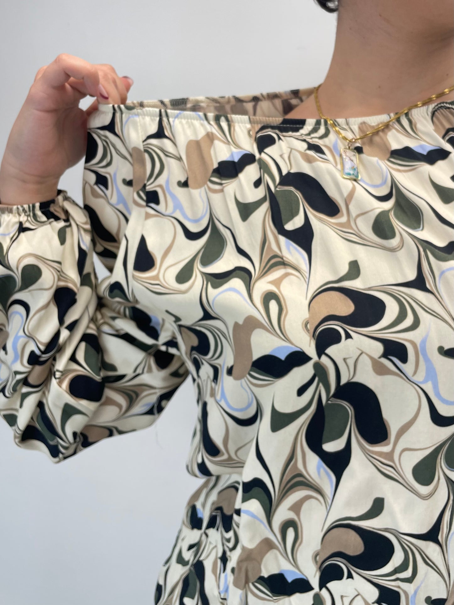 Blusa stampa 70 - in twill di viscosa