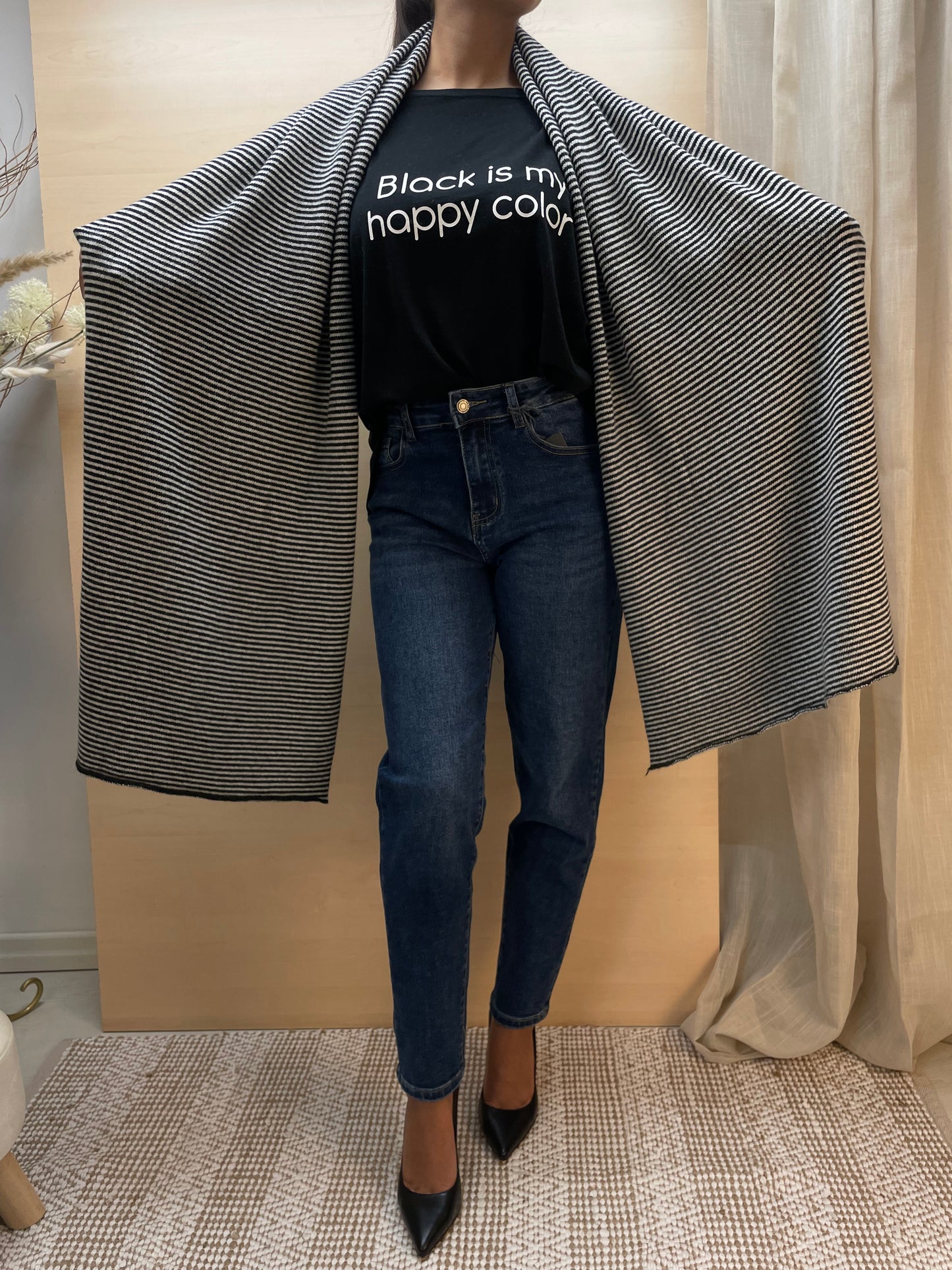 Sciarpa a righe - in misto cashmere