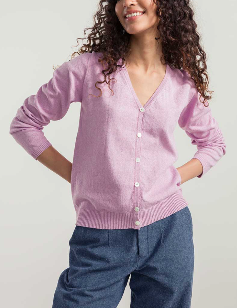Lucia Cardigan cotone rigenerato - Rosa Magnolia