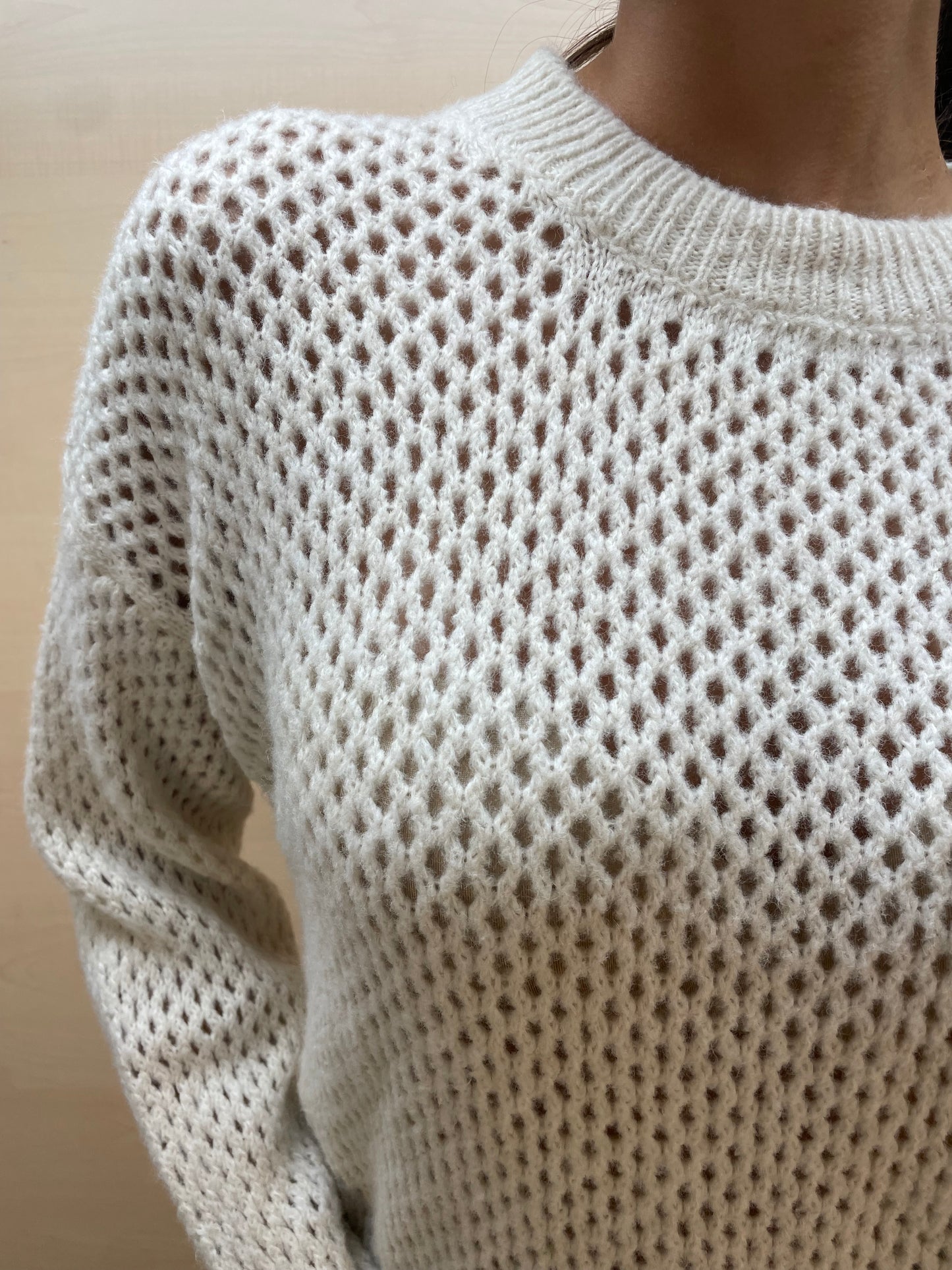 Maglia traforata Latte - in lana