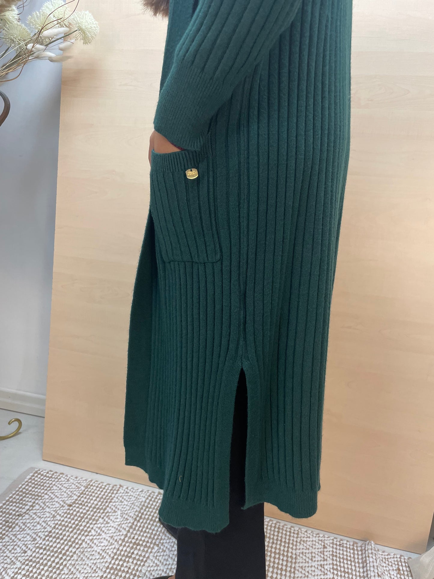 Cardigan lungo con cappuccio - verde Gucci