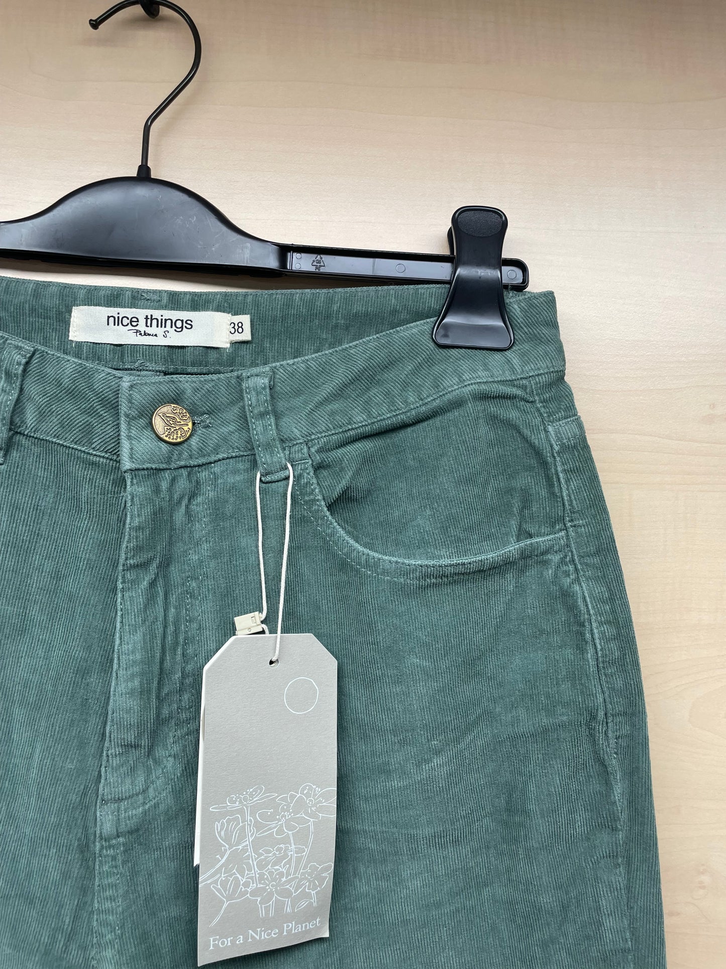 Pantaloni in Velluto a coste sottili - Verde