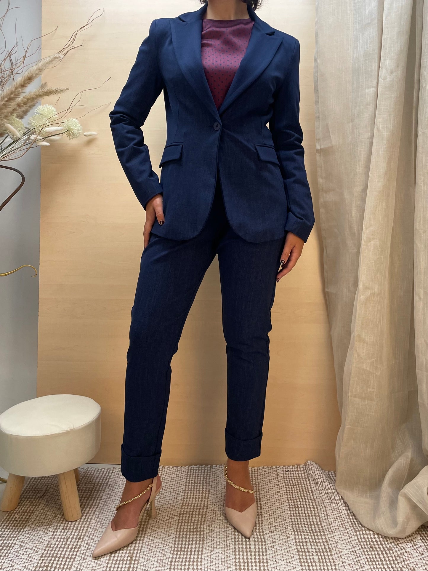 Pantalone a gamba dritta effetto denim - in viscosa