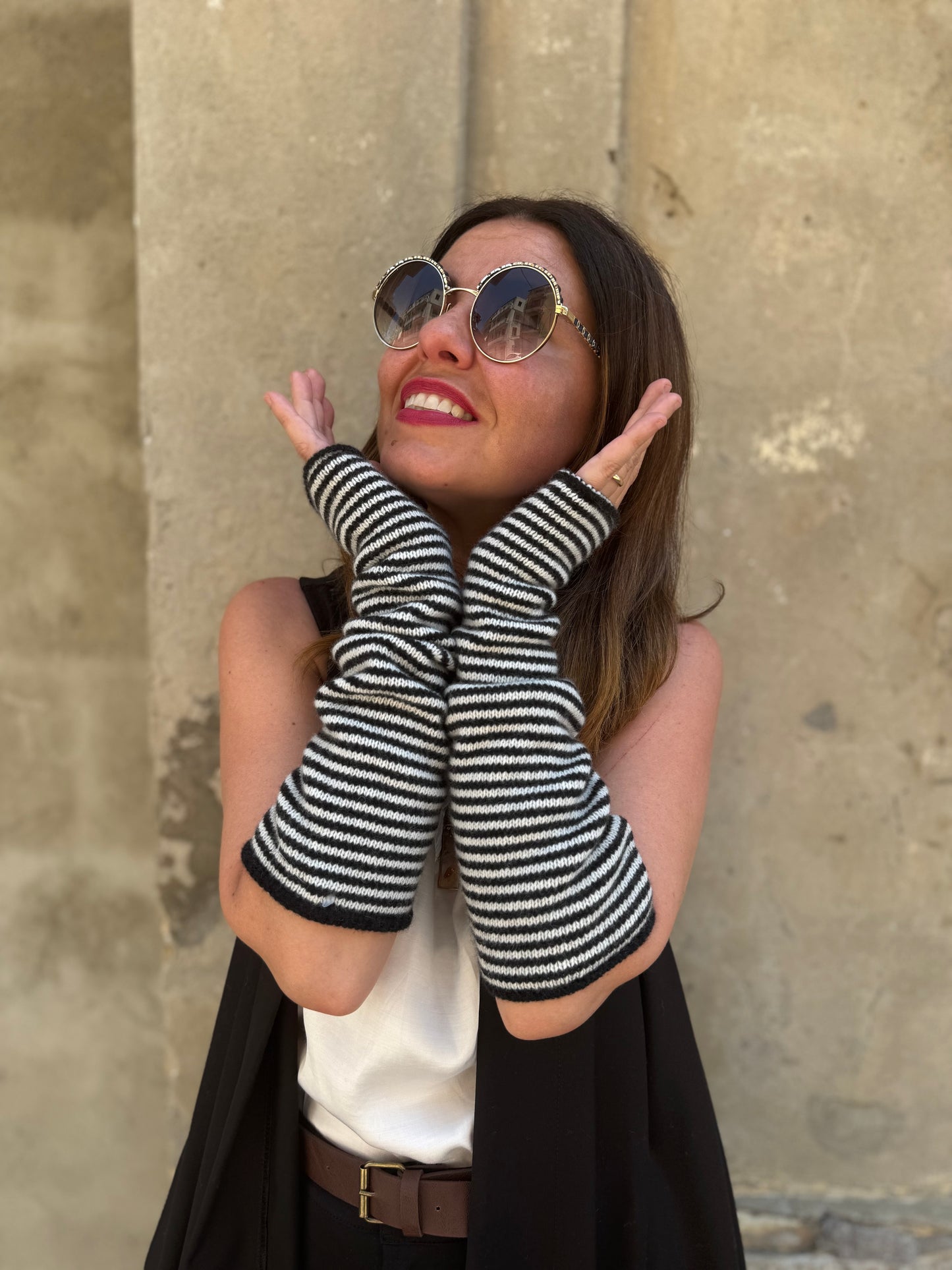 Manicotti a righe - in misto cashmere