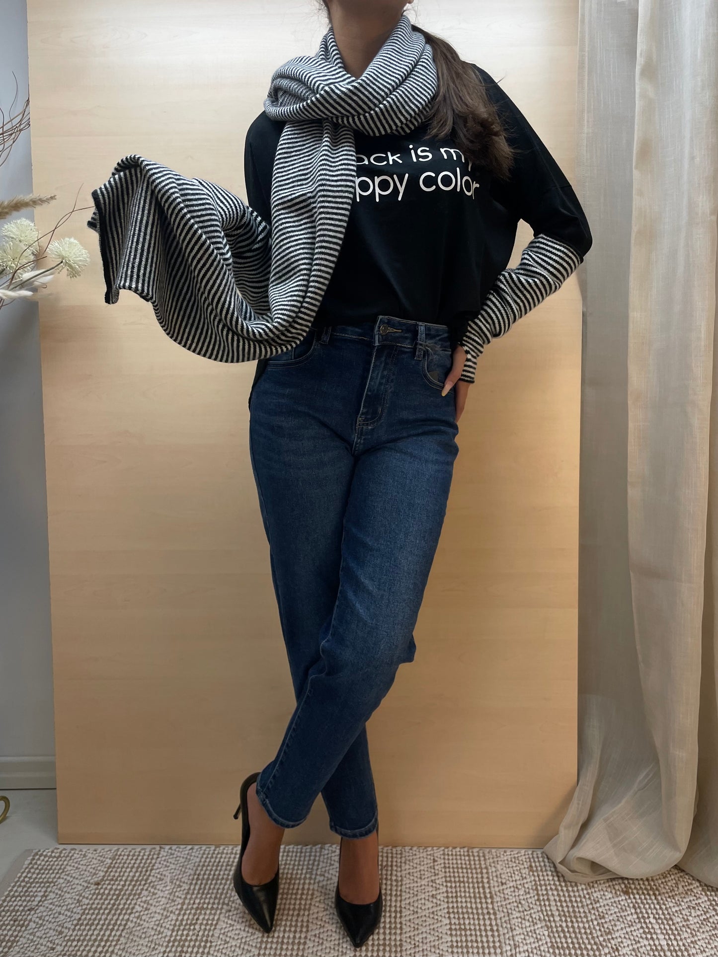 Sciarpa a righe - in misto cashmere