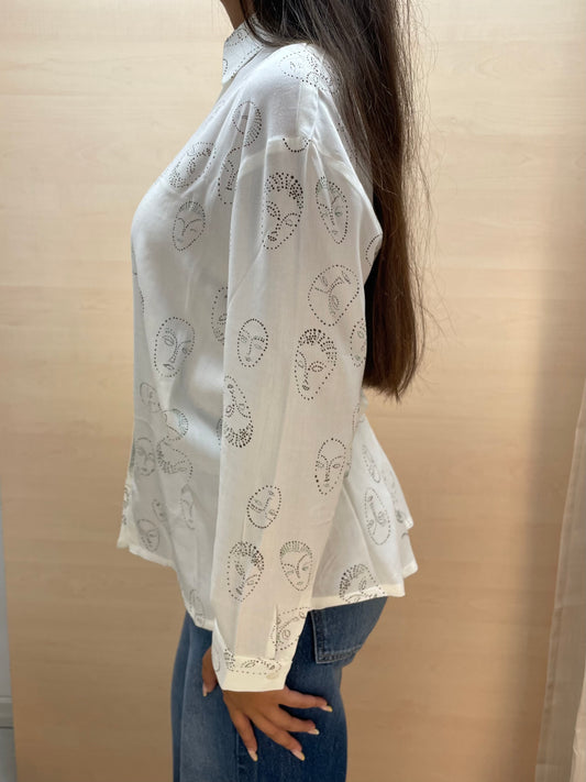 Camicia con stampa volti - in viscosa