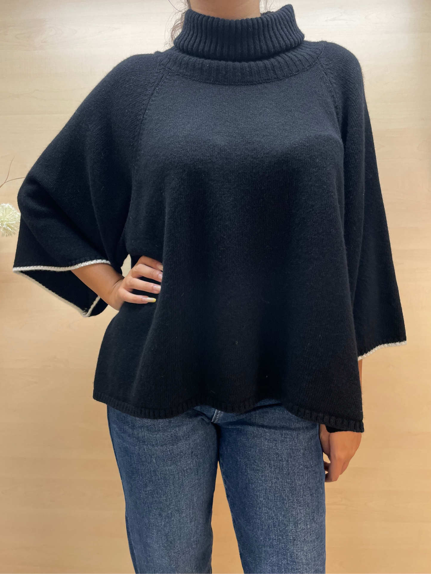 Maglia collo alto e raglan - in misto cashmere