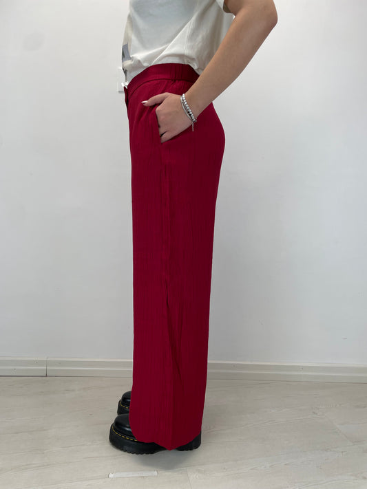 Pantalone rosso increspato - in viscosa