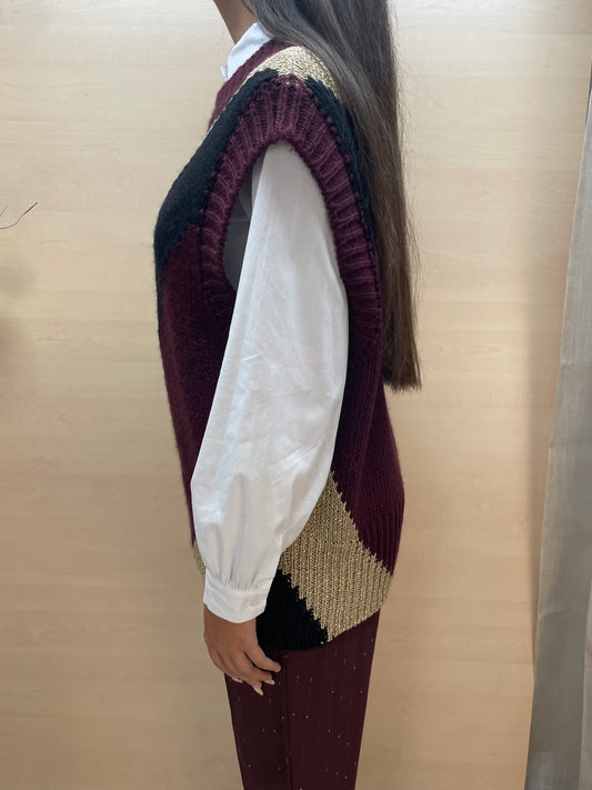 Gilet con motivo geometrico a V