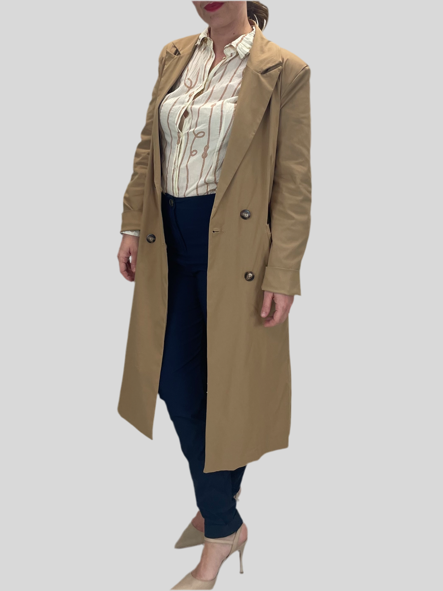 Trench lungo leggero - in bengalina camel