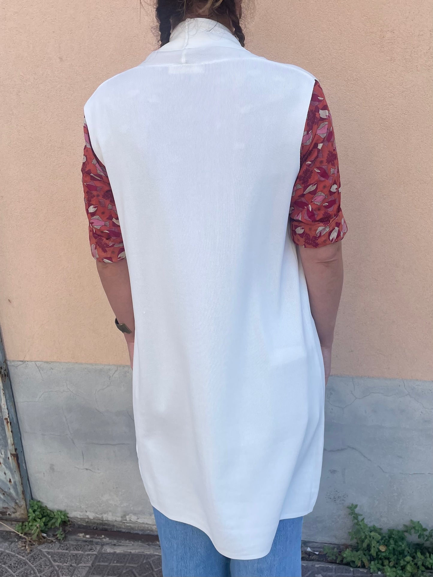 Gilet fluido bianco con tasche - in viscosa