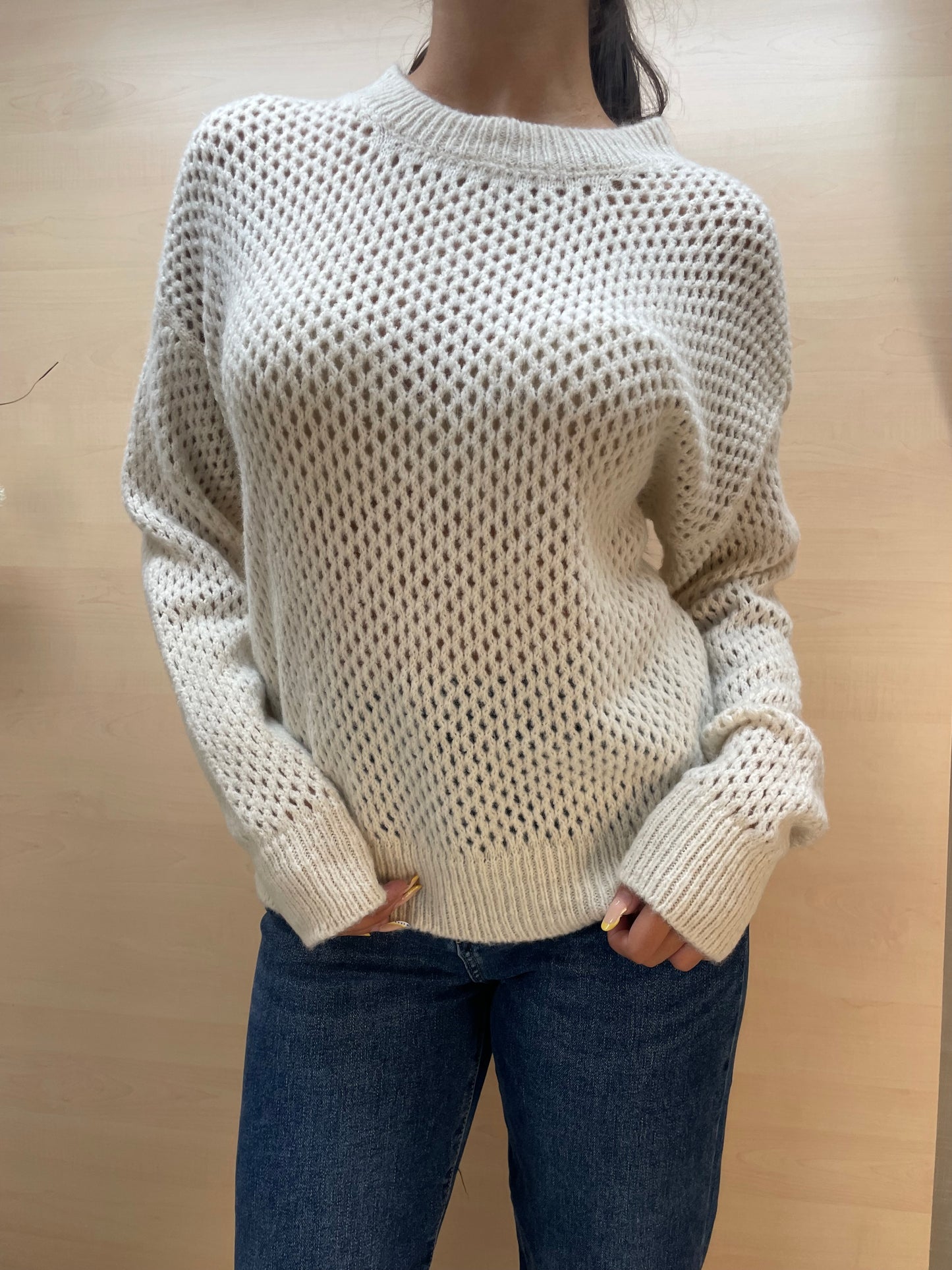 Maglia traforata Latte - in lana
