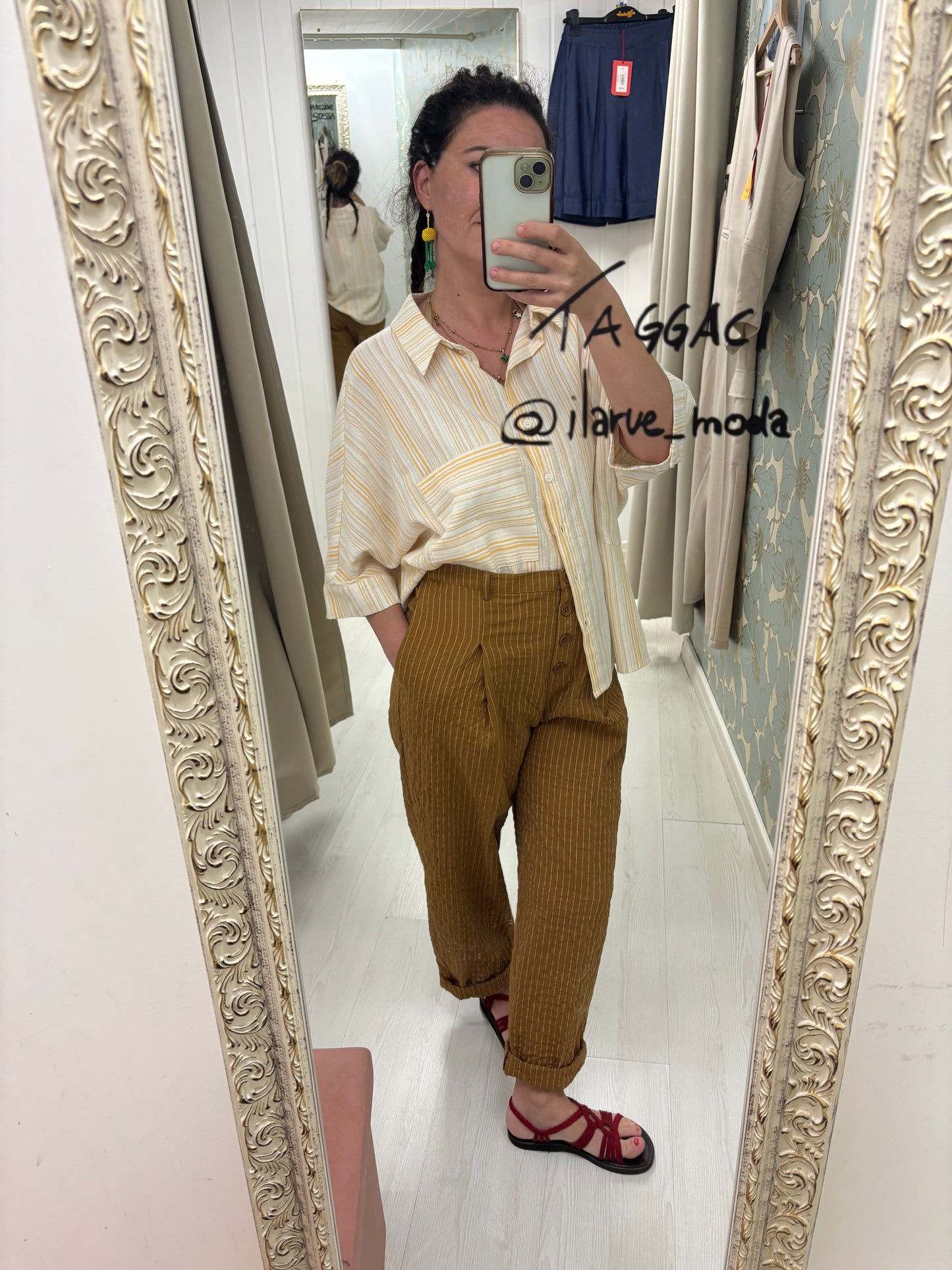 Camicia Emma bianca con righe gialle