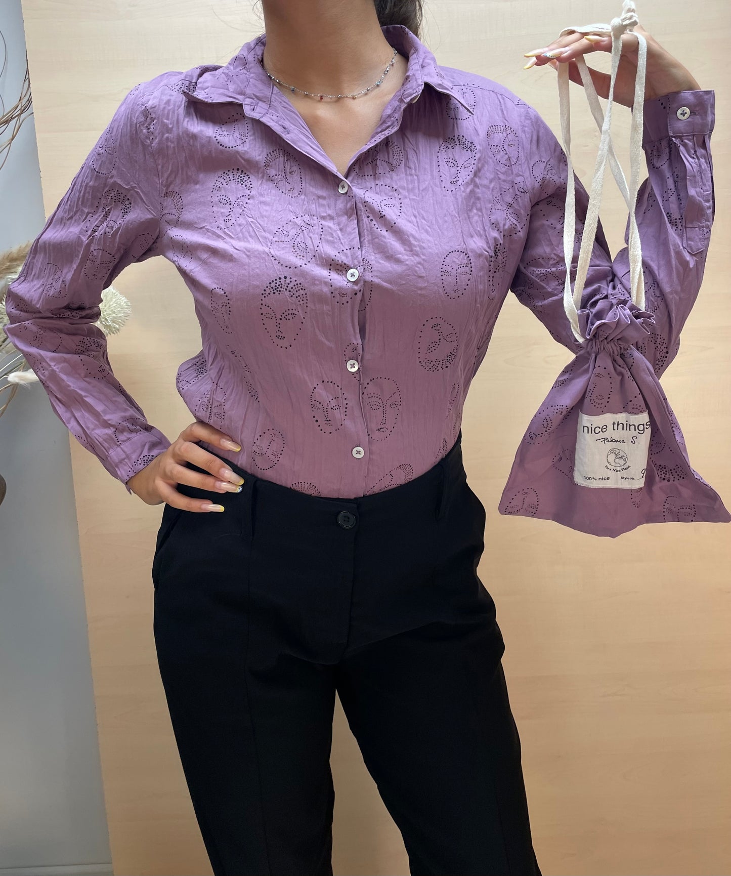 Camicia con stampa volti - in cotone bio
