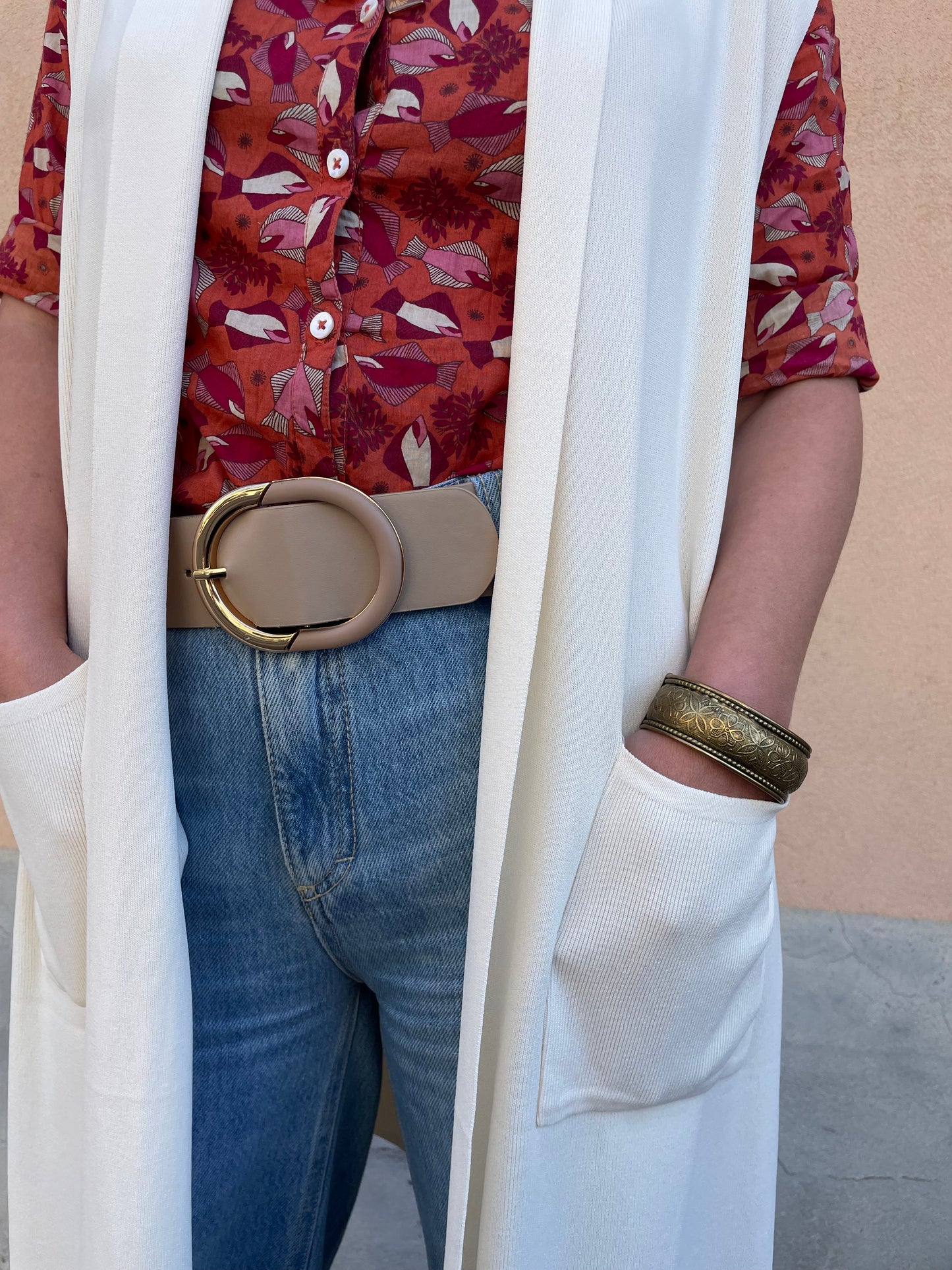Gilet fluido albicocca con tasche - in viscosa