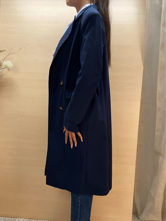 Trench lungo leggero - in bengalina blu