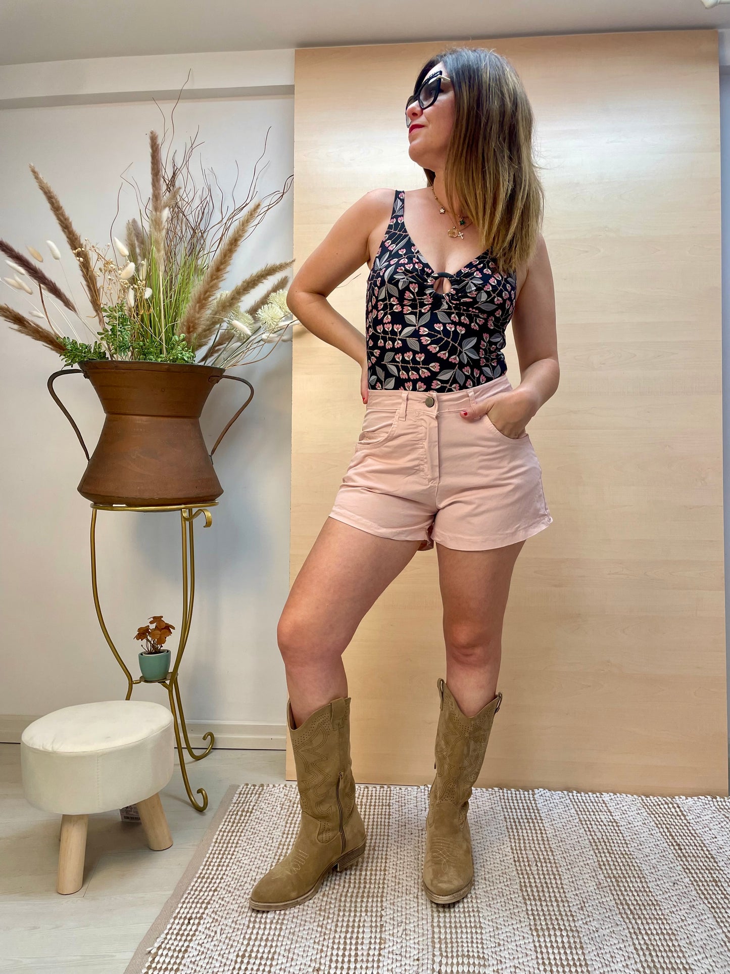 Shorts Asia rosa - in cotone
