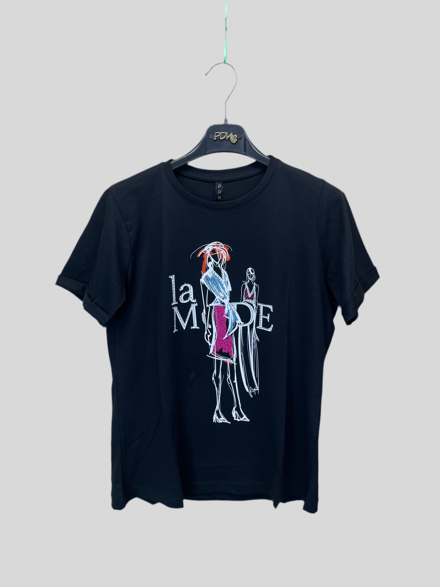 T-shirt nera con stampa “La Mode” – in cotone