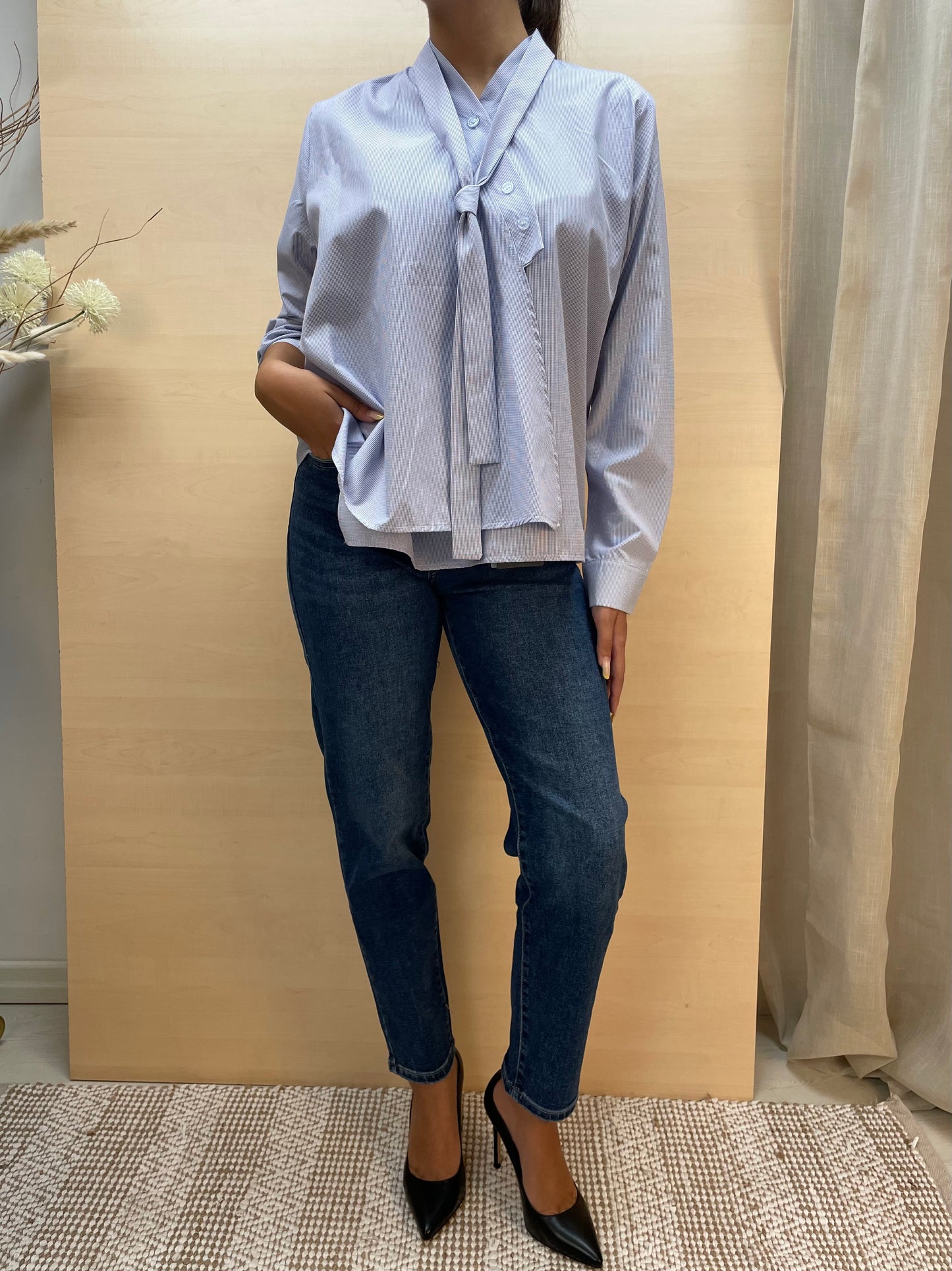 Camicia con abbottonatura asimmetrica - in cotone