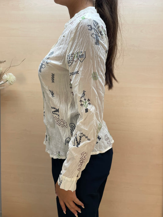 Camicia con stampa a punto croce - in cotone bio