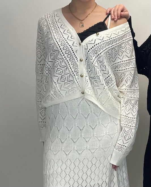 Cardigan CIRCE - in pizzo bianco