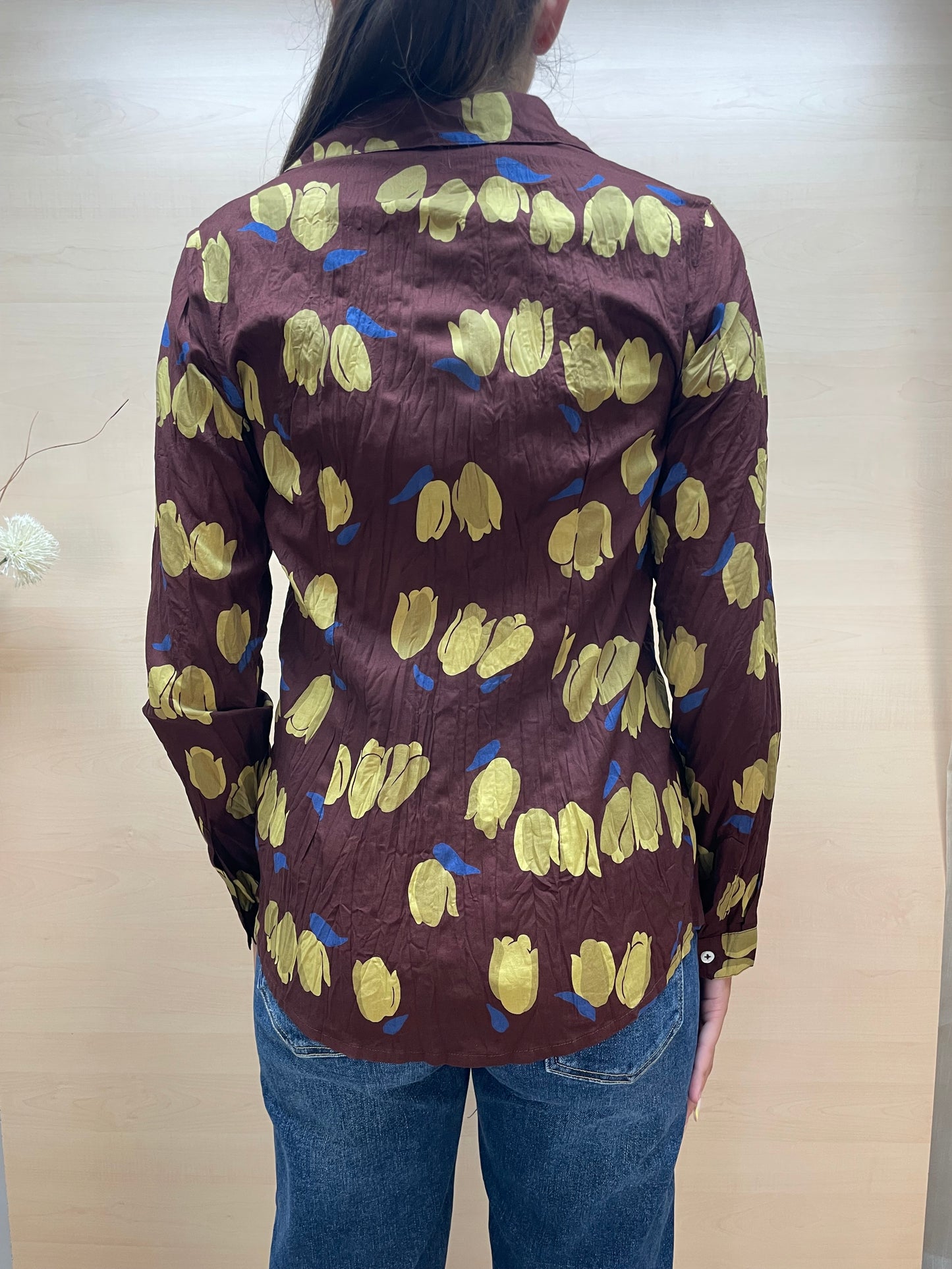 Camicia tulipani base Marrone Castagna - in cotone bio