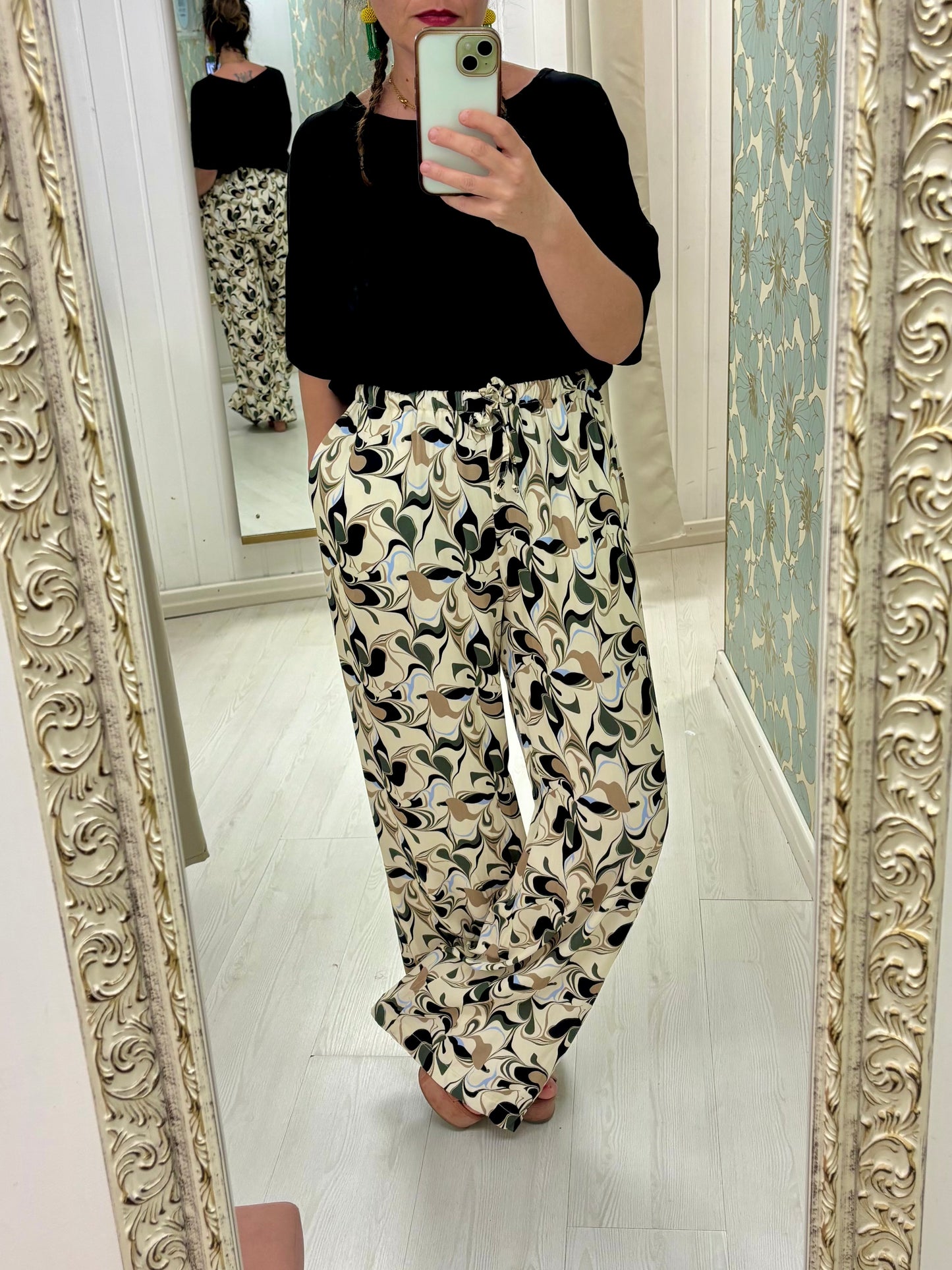 Pantalone stampa 70 - in twill di viscosa