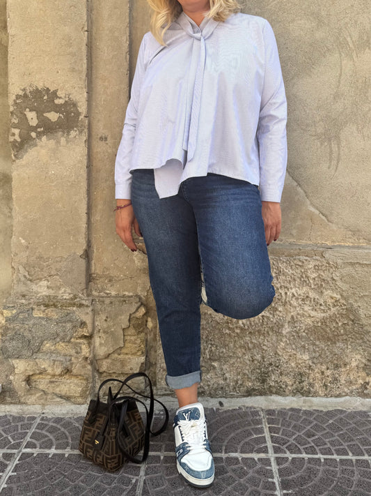 Camicia con abbottonatura asimmetrica - in cotone