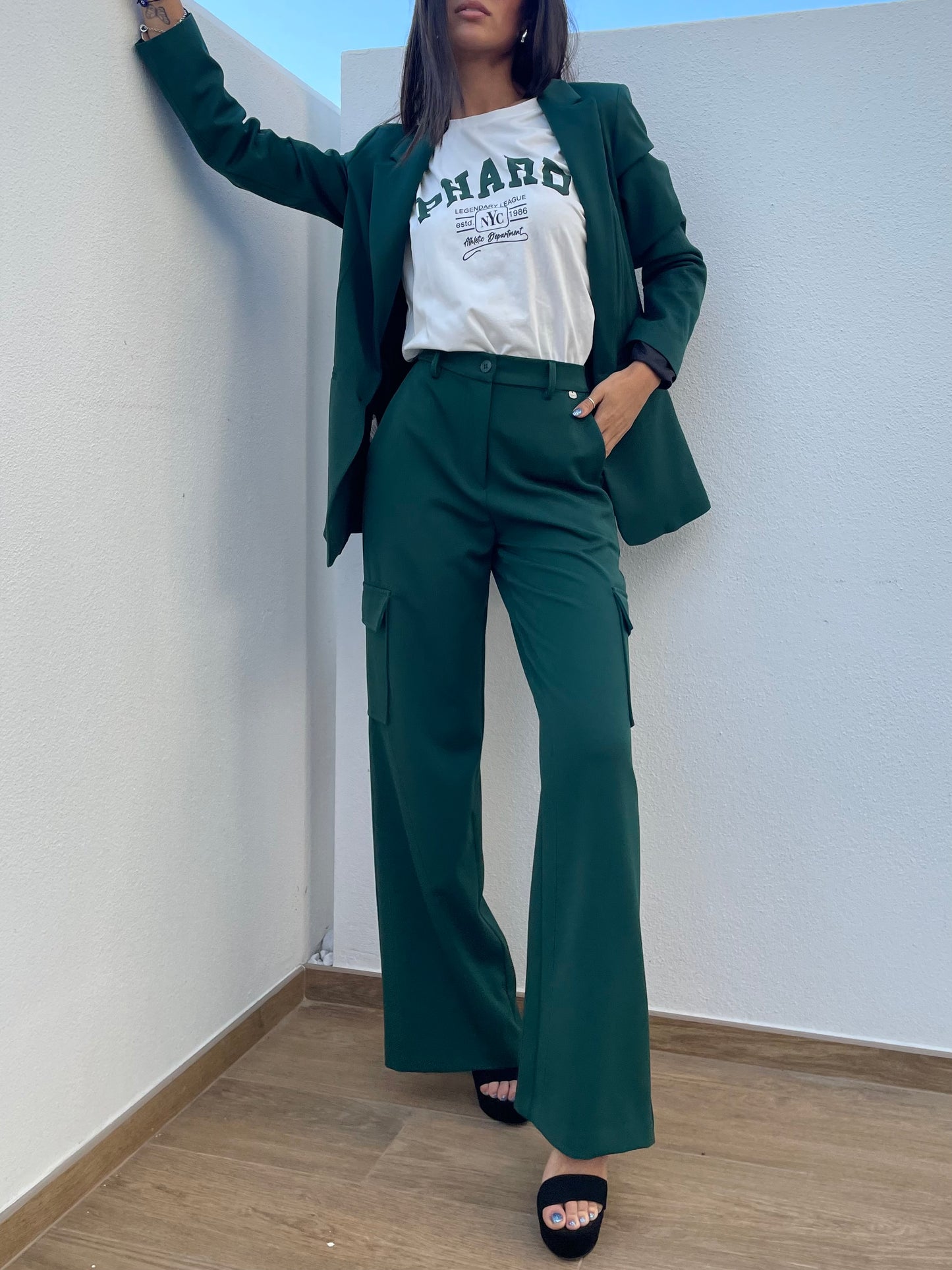 Pantalone cargo a colonna - verde Gucci