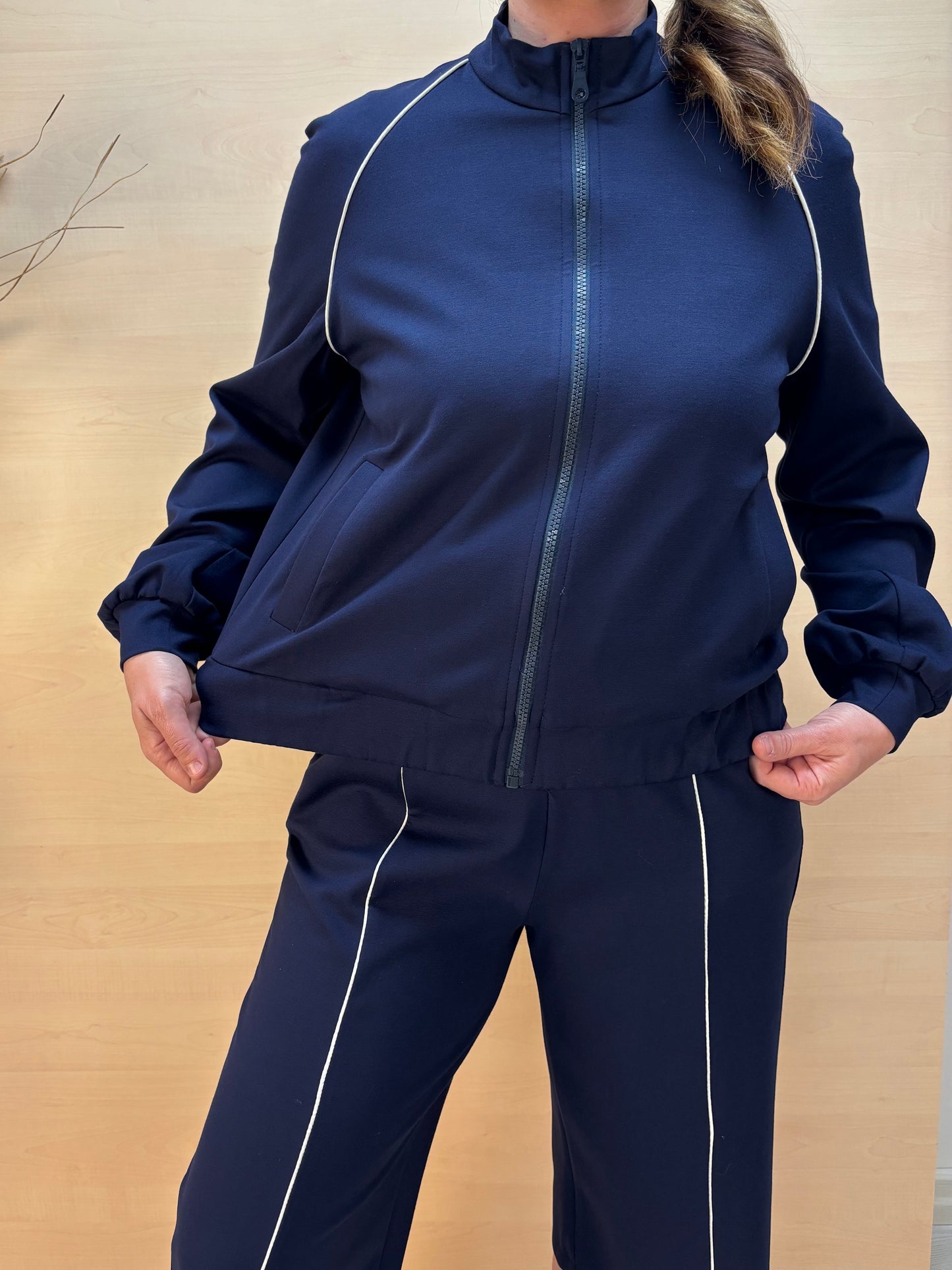 Felpa blu con zip - in viscosa