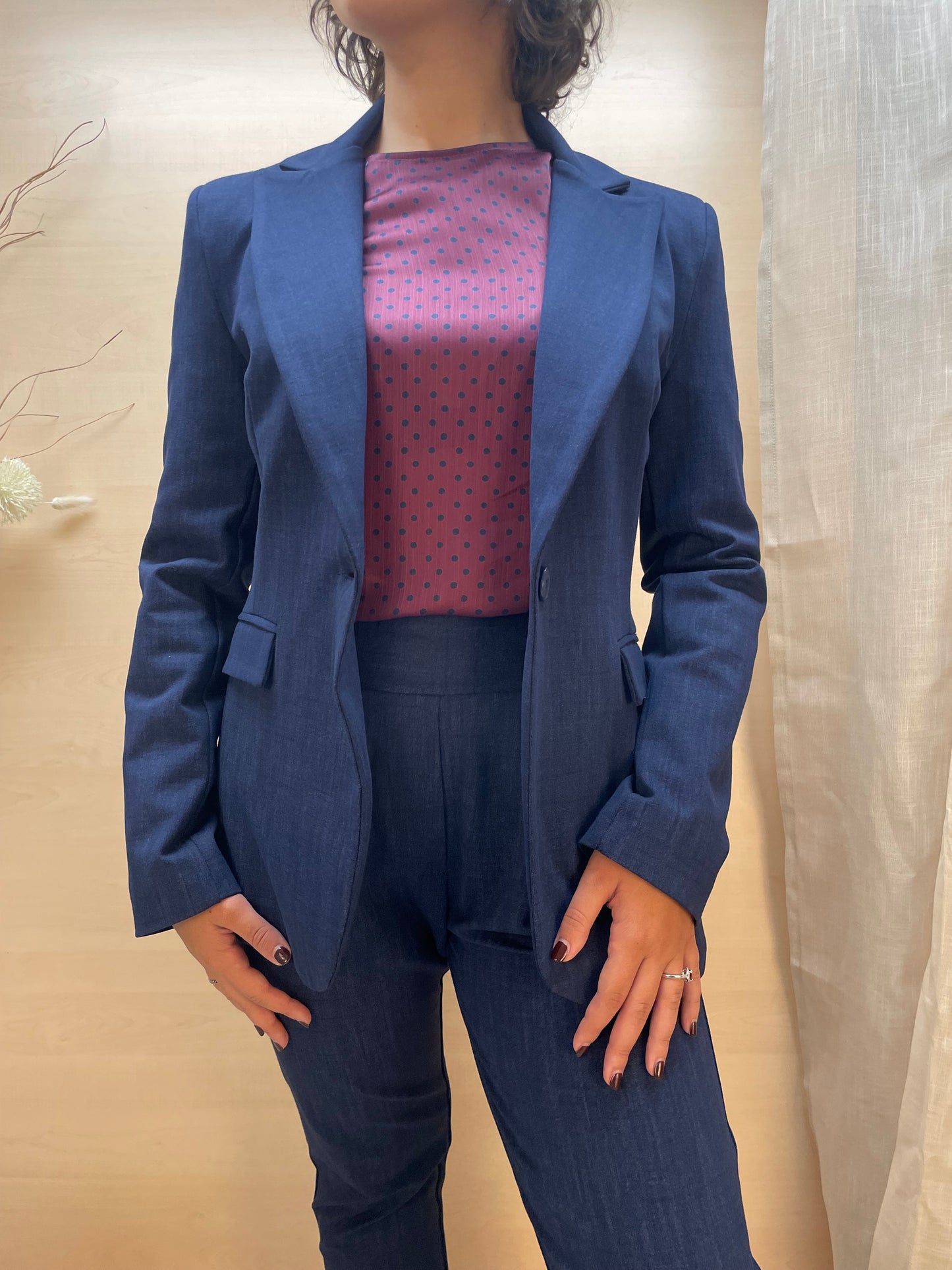 Giacca blu effetto denim