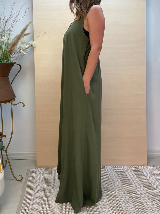 Tuta effetto lino - verde militare