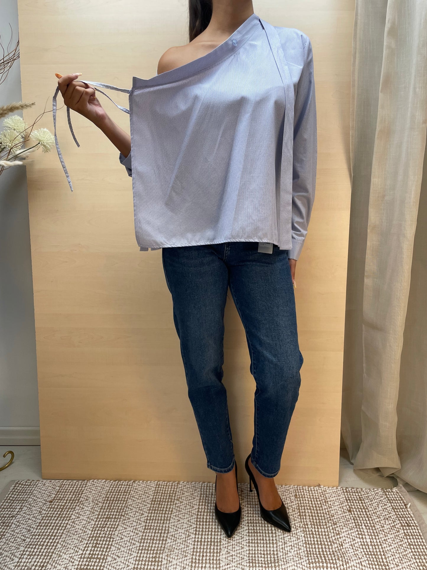 Camicia con abbottonatura asimmetrica - in cotone