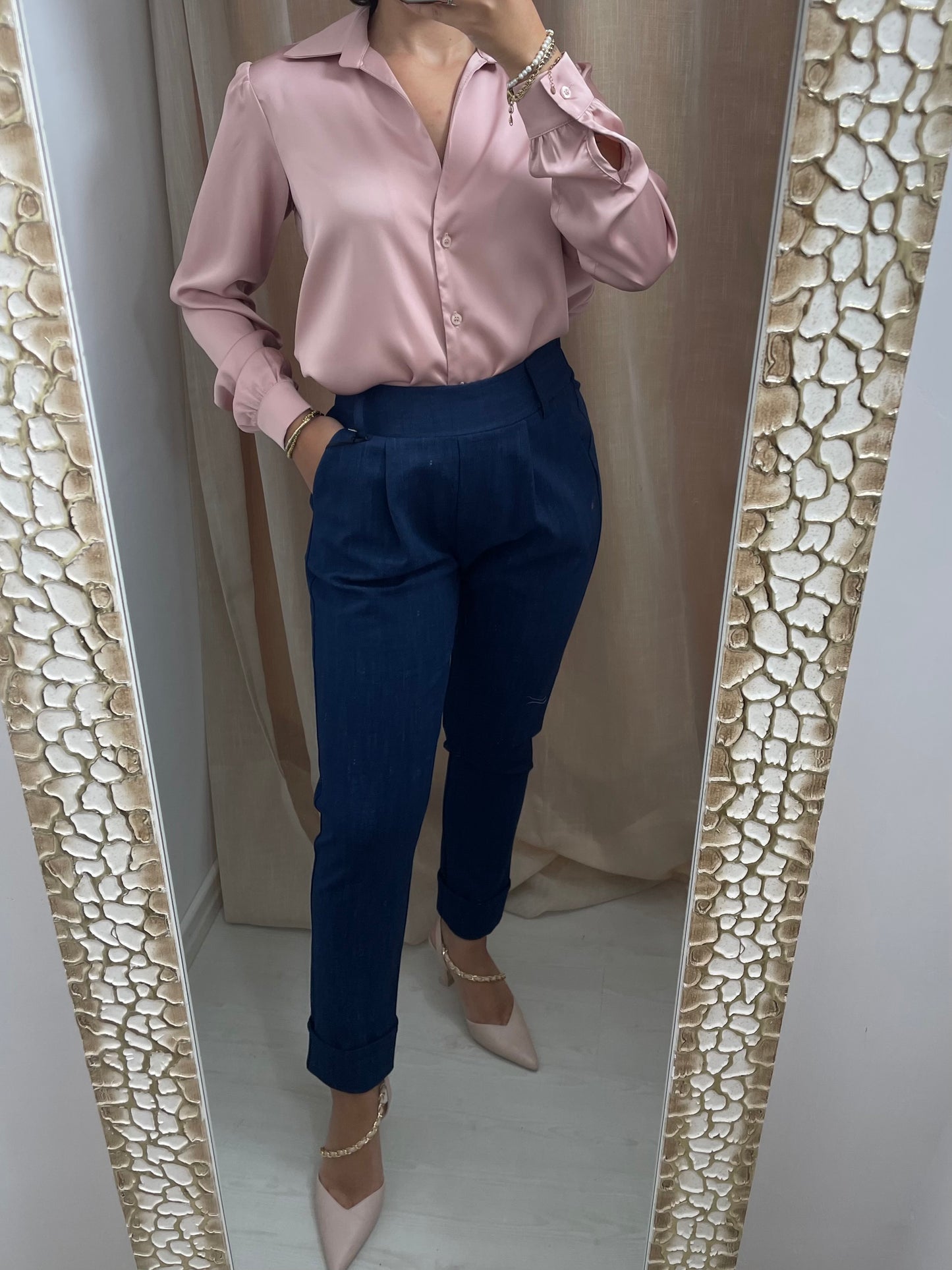 Camicia fluida rosa