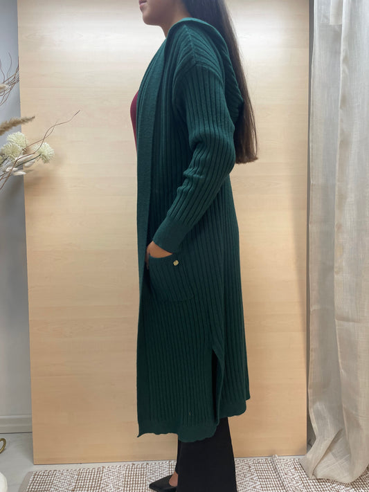 Cardigan lungo con cappuccio - verde Gucci