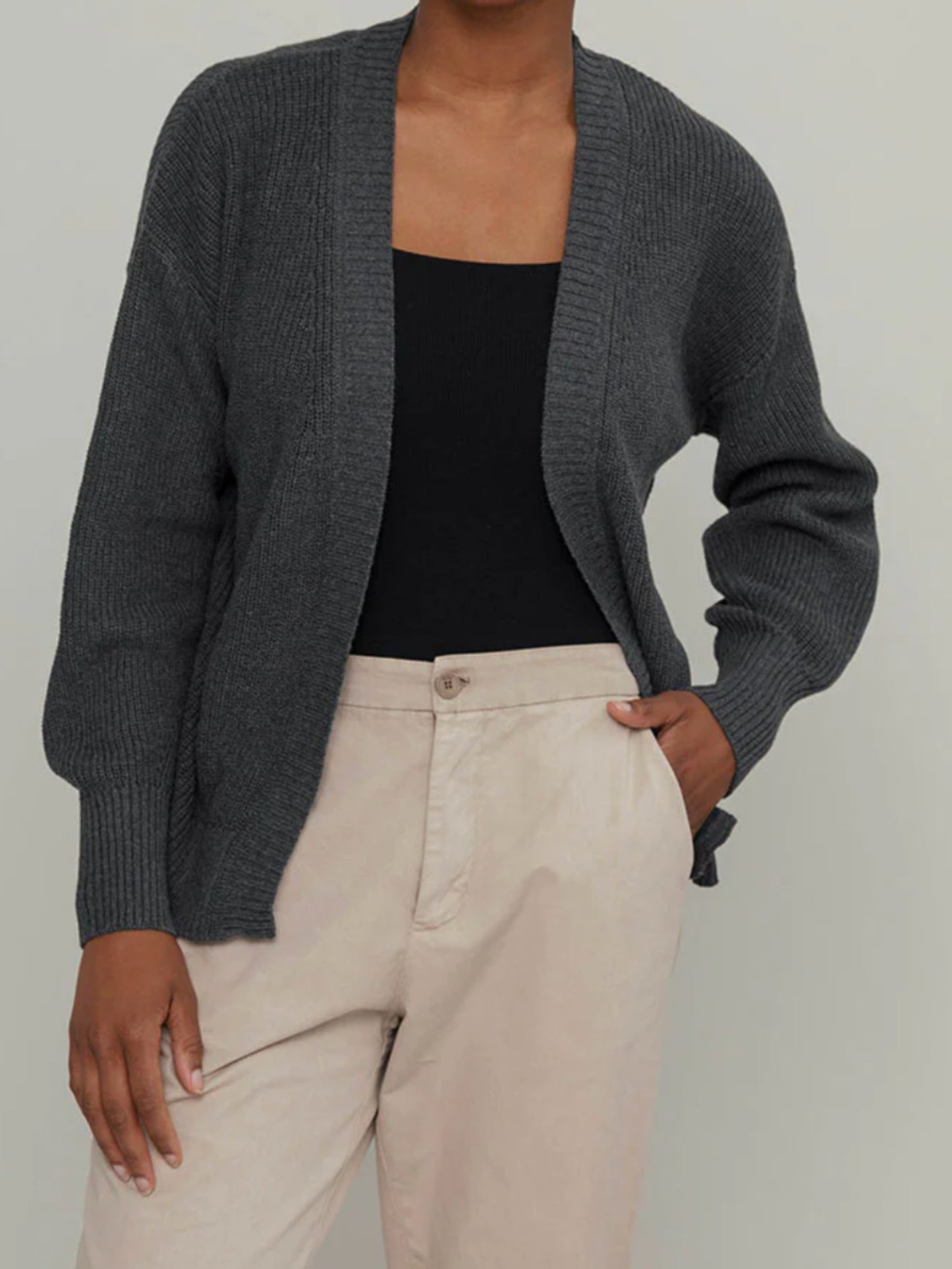 Cardigan Donna Cotone Rigenerato Irma Grigio Antracite