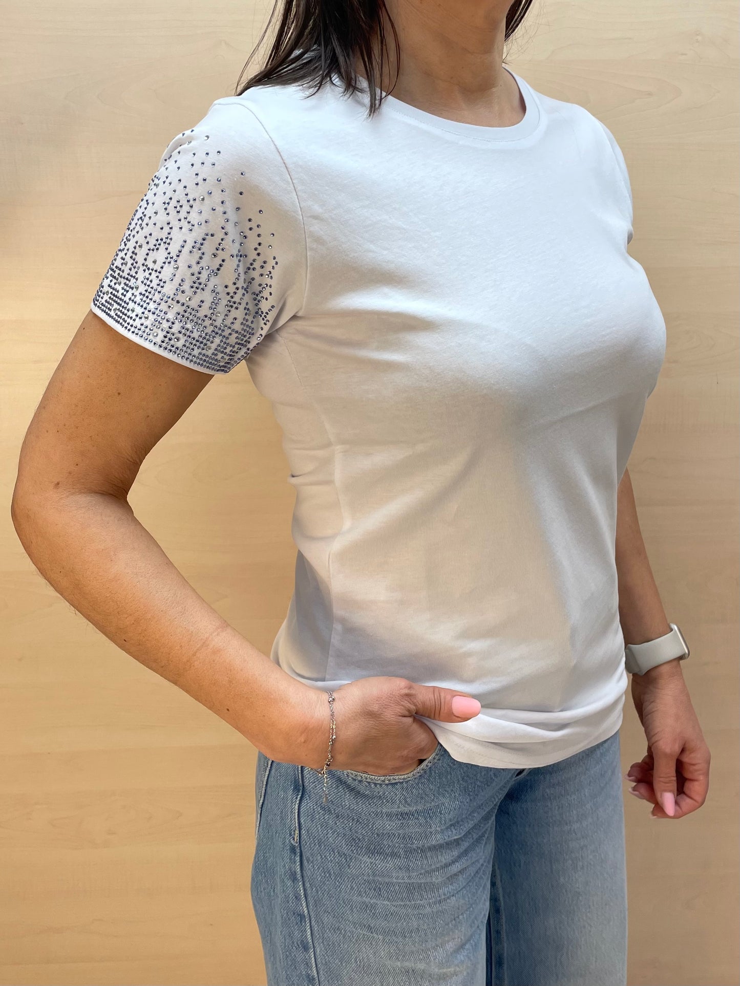 T-shirt con strass - in cotone