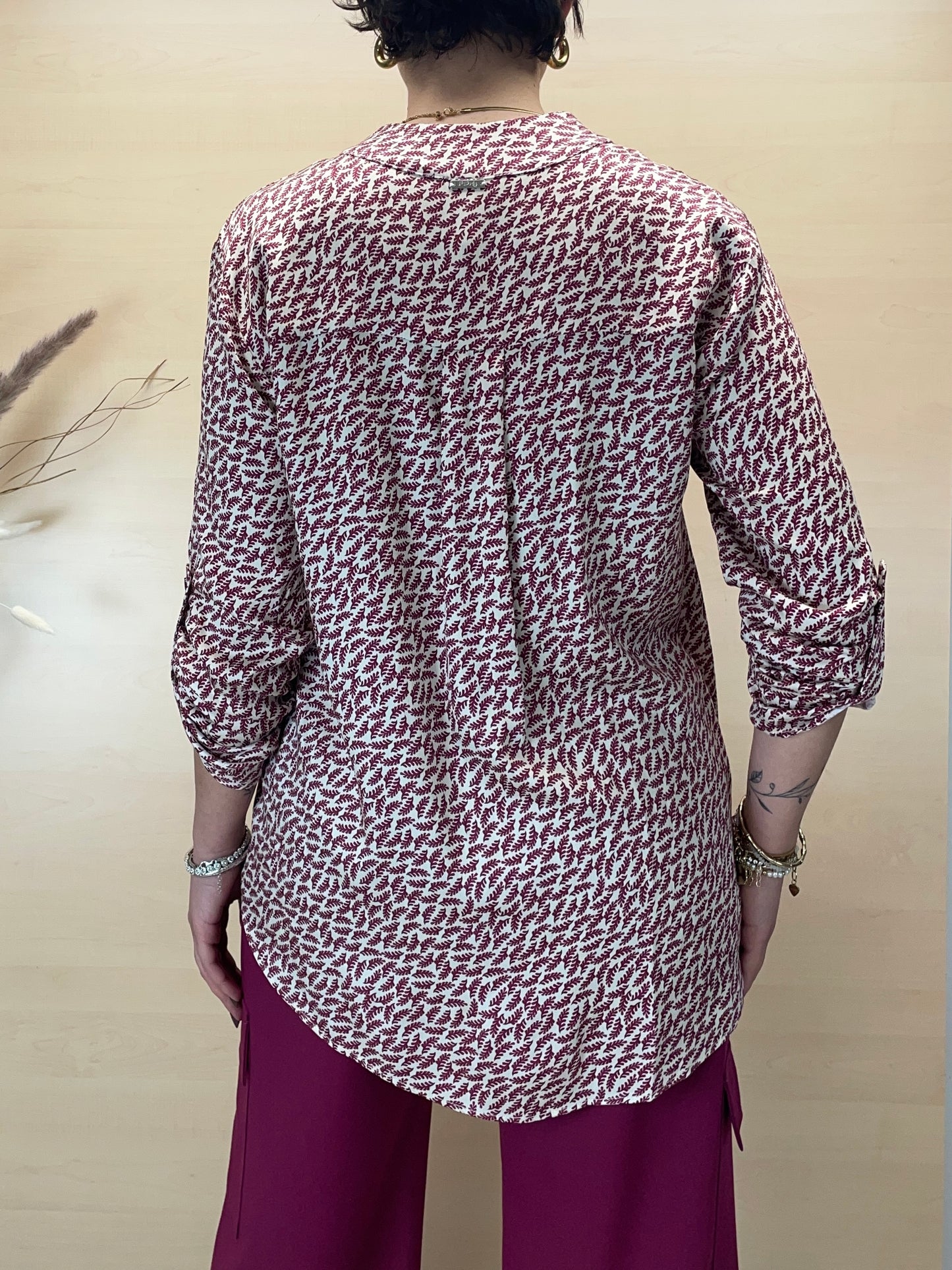 Blusa foglie amarena - in viscosa