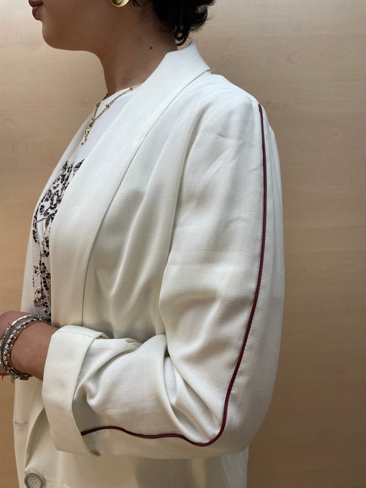 Giacca oversize con riga laterale amarena - in viscosa