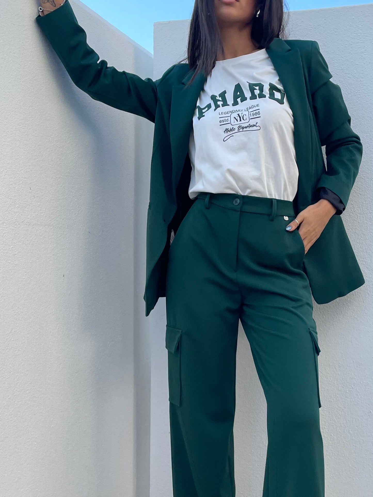 Pantalone cargo a colonna - verde Gucci